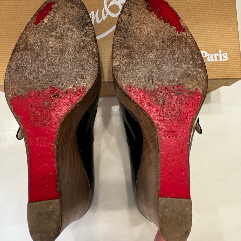 Black Mary Jane Wedge Shoes - Picture 9 of 10